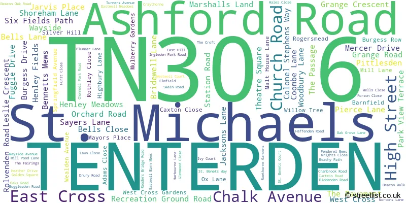 A word cloud for the TN30 6 postcode